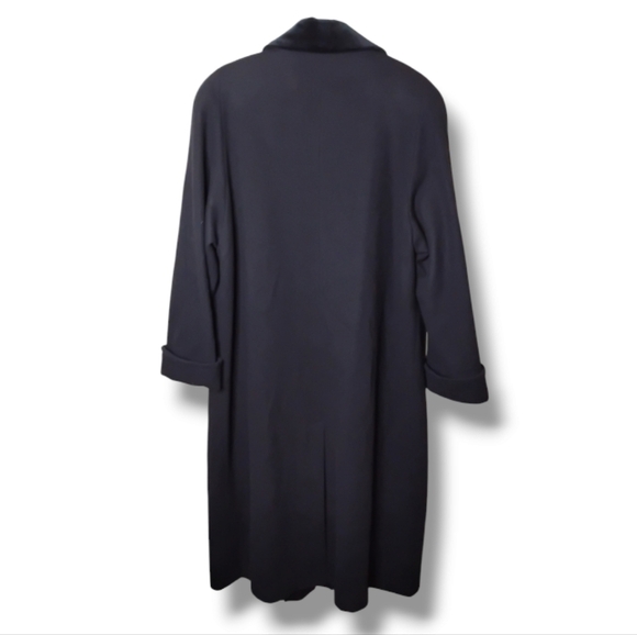 Alorna Vintage 100% Wool Long Black Winter Coat Velvet Collar Size XL - Picture 2 of 8
